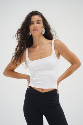 LnA Scoop Ribbed Tank in White at Nordstrom, Size X-Small