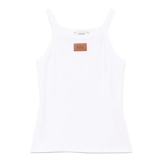 Fendi Camiseta sin mangas acanalada - Tops - Mujer - Blanco - S