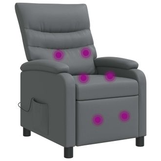 vidaXL Poltrona Massaggiante Grigio Similpelle Vidaxl