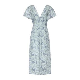 Genny Midi Dresses, female, Blue, Size: S Draped Midi Dress