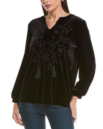 Jones New York Embroidered Velvet Top