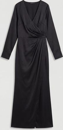 Coast Ruched Satin Bridesmaid Dress in Black at Nordstrom, Size 10