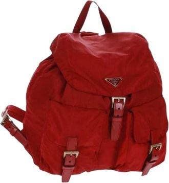 Prada Pre-owned Backpacks, female, Red, Size: ONE SIZE Pre-owned Nylon Backpack