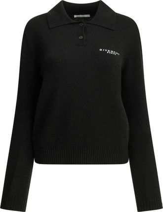 Givenchy Truien & Vesten, Dames, Zwart, M, Wol, Logo Kraag Gebreide Trui