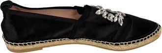 Roger Vivier Embellishmed Espadrilles in Black Satin