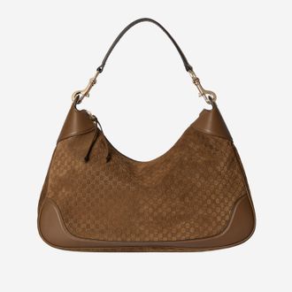 Gucci Womens Medium B Shoulder Bag Brown Leather