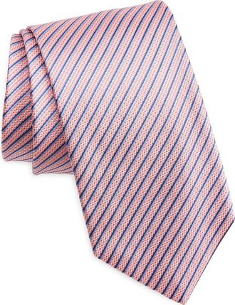 David Donahue Stripe Silk Tie in Pink at Nordstrom