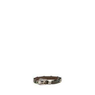 Golden Goose Floral Embossed Washed Leather Belt - female - Golden Goose - Belts - Brown - 85 CM - Accessories