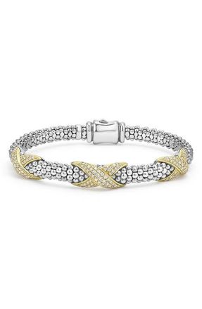 Lagos Embrace Pav&eacute; Diamond Station Bracelet in Silver at Nordstrom, Size 6.5