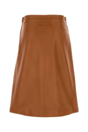 Marni Womens Caramel Leather Skirt Rust Gonne