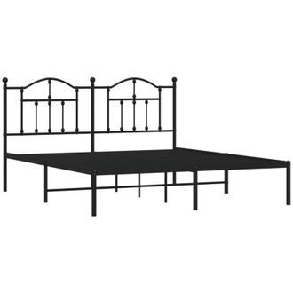 vidaXL Estructura Cama Sin Colch&oacute;n Con Cabecero Metal Negro 160x200 Cm Vidaxl