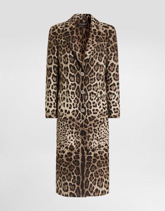 Dolce & Gabbana Leo-print Brocade Single-breasted Coat With Jewel Buttons - Woman Collection Animal Print 36