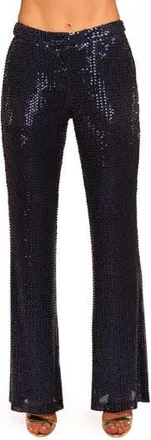 Ramy Brook Olivian Sequin Wide Leg Pants in Navy Beaded Mesh at Nordstrom Rack, Size 14