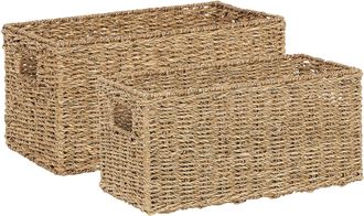 Beliani Beliani - Conjunto De 2 Cestas De Hierba Marina Tejidas A Mano Con Asas Color Natural Accesorio Decorativo Trenzado Dongha