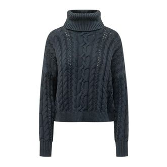 Ralph Lauren Maglione a collo alto in cotone a trecce - - Knitwear - Donna - Blu - XS