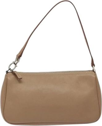 Ferragamo Pre-owned Shoulder Bags, female, Brown, Size: ONE SIZE Pre-owned Leather Shoulder Bag