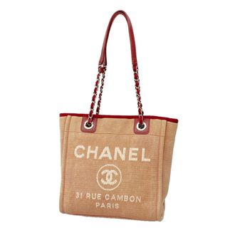 Chanel Red Color Canvas Tote Bag (Pre-Owned)