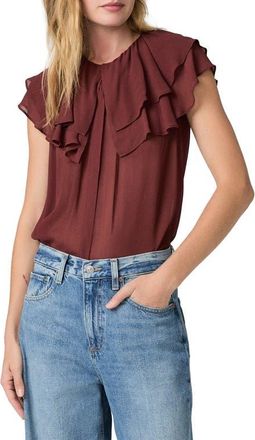 Paige Lucia Double Ruffle Collar Top in Garnet at Nordstrom, Size Xx-Small