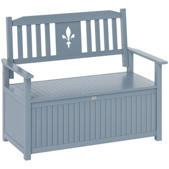 OUTSUNNY 2 Seater Wood Garden Storage Bench Outdoor Storage Box Grey | TJ Hughes