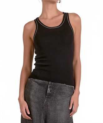 Elan Contrast Stitch Tank Top In Black