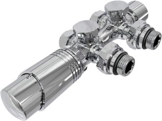 OEM Kit De Uni&oacute;n De Radiador - Thermostaat Gestuurd Voor Temperatuurcontrole In Badkamers - Antraciet G1/2 - Kantoor Verwarmingsoplossing (zilver, Chroom)