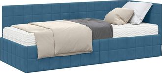 vidaXL Estructura De Cama Esquina Con Colch&oacute;n 2 Uds. Azul 80 X 200 Cm Vidaxl
