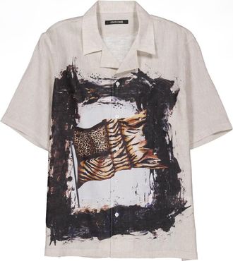 Roberto Cavalli Beige Linen Shirt, Brand Size 48 ( US Size 38 )