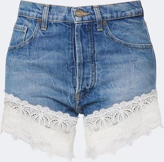 Alanui Romance lace-trimmed denim shorts
