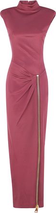 Balmain Dress Long Slit Zipped Compact Jersey