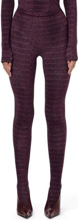 Naked Wardrobe Print Toe Leggings in Dark Plum Crocodile at Nordstrom, Size X-Small