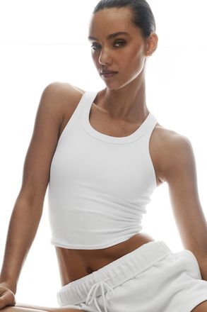 Alo | Goddess Ribbed Go-To Tank Top in White, Size: Medium