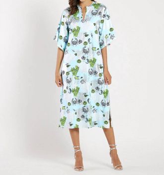 Jude Connally Kallan Midi Dress In Aqua Ocean Print
