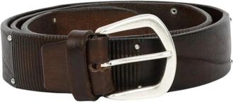 Alberto Luti Cintura in pelle laserata con borchie - Heren - Riemen - Bruin - 85 CM - Leer - Accessoires