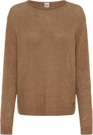 Brax Style Lesley - Dames - Ronde hals truien - Bruin - 3XL - Wol - Truien & Vesten
