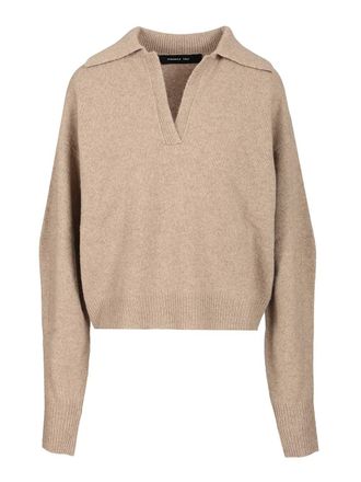 Federica Tosi Wool And Cashmere Knit Polo Knitwear Beige-Donna