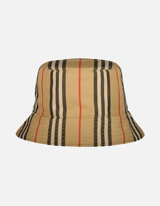Burberry Mens Reversible Icon Stripe Bucket Hat - Cream - Size: XL