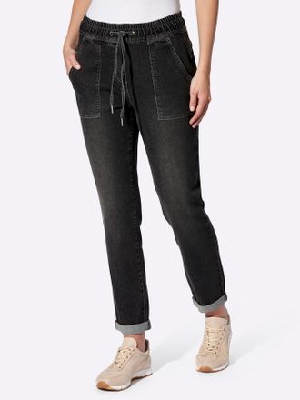 Heine Bequeme Jeans HEINE, Damen, Gr. 34, Normalgr&ouml;ssen, grau (graphit, denim), 78% Baumwolle, 20% Polyester, 2% Elasthan, unifarben, lang, Jeans Bequeme Je