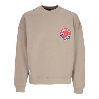 Alpha Industries Vintage Japan Wave Warrior Crewneck Sweatshirt - Heren - Sweatshirts - Beige - S - Katoen - Hoodies & sweatvesten