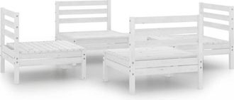 vidaXL Juego De Muebles De Jard&iacute;n 4 Pzas Madera Maciza De Pino Blanco Vidaxl