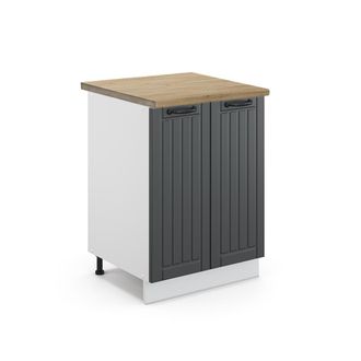 Vicco Mueble Bajo De Cocina Fame-line, Antracita Casa De Campo, 60 Cm, Et Roble, Vicco