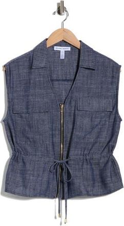 Ellen Tracy Sleeveless Patch Pocket Chambray Top in Chambray Blue at Nordstrom Rack, Size X-Small