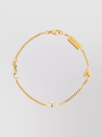Saint Laurent crystal-embellished heart charm bracelet
