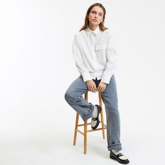 La Redoute Collections Kort katoenen boxy overhemd, lange mouwen