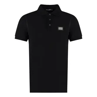 Dolce & Gabbana Polo Shirts, male, Black, XL, Cotton-piqué Polo Shirt
