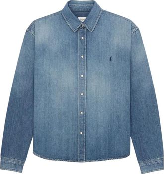 Saint Laurent Blue Regular Logo Shirt