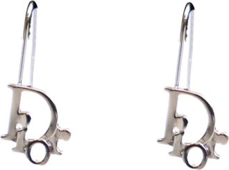 Dior Orecchini pendenti con logo smaltati in palladio XX secolo - Argento