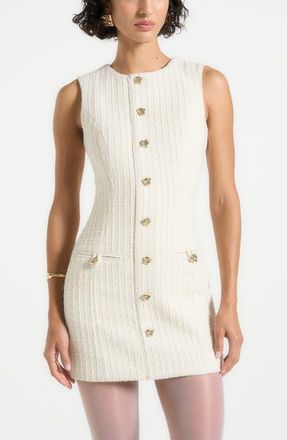 Mani&egrave;re De Voir Nadine Tweed Mini Dress in Cream at Nordstrom, Size 16