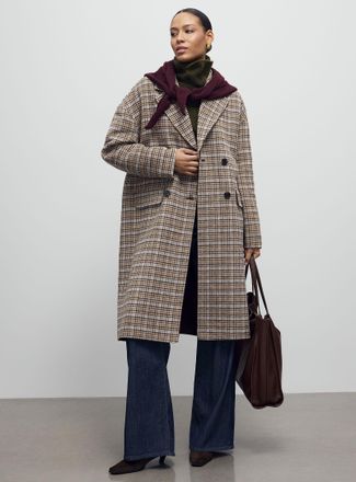 Contemporaine Womens Oversized double-breasted reprocessed wool overcoat