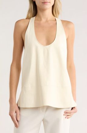 TWP Carrie Leather Halter Tank in Bone at Nordstrom Rack, Size Xx-Small