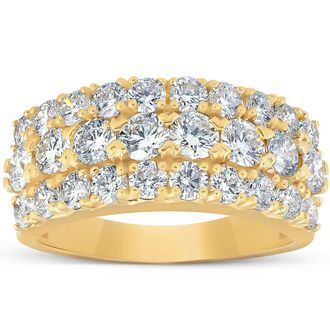 Pompeii3 2 3/4 Ct Diamond Anniversary Ring EX3 Lab Grown 14k Yellow Gold